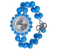 依娜EANA17年最新款女式手表高档蓝宝石饰品手表天然水晶手链表