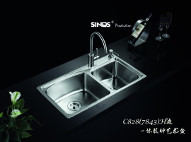 SINOS/赛诺思 C828 7843 水槽双槽 SUS304 洗菜盆 钢盆 手工槽 手工水槽